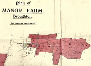 Part of sale plan showing land at Manor Farm and nearby cottages