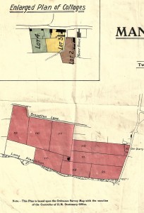 Sale plan showing land at Plantation Farm and details of cottages